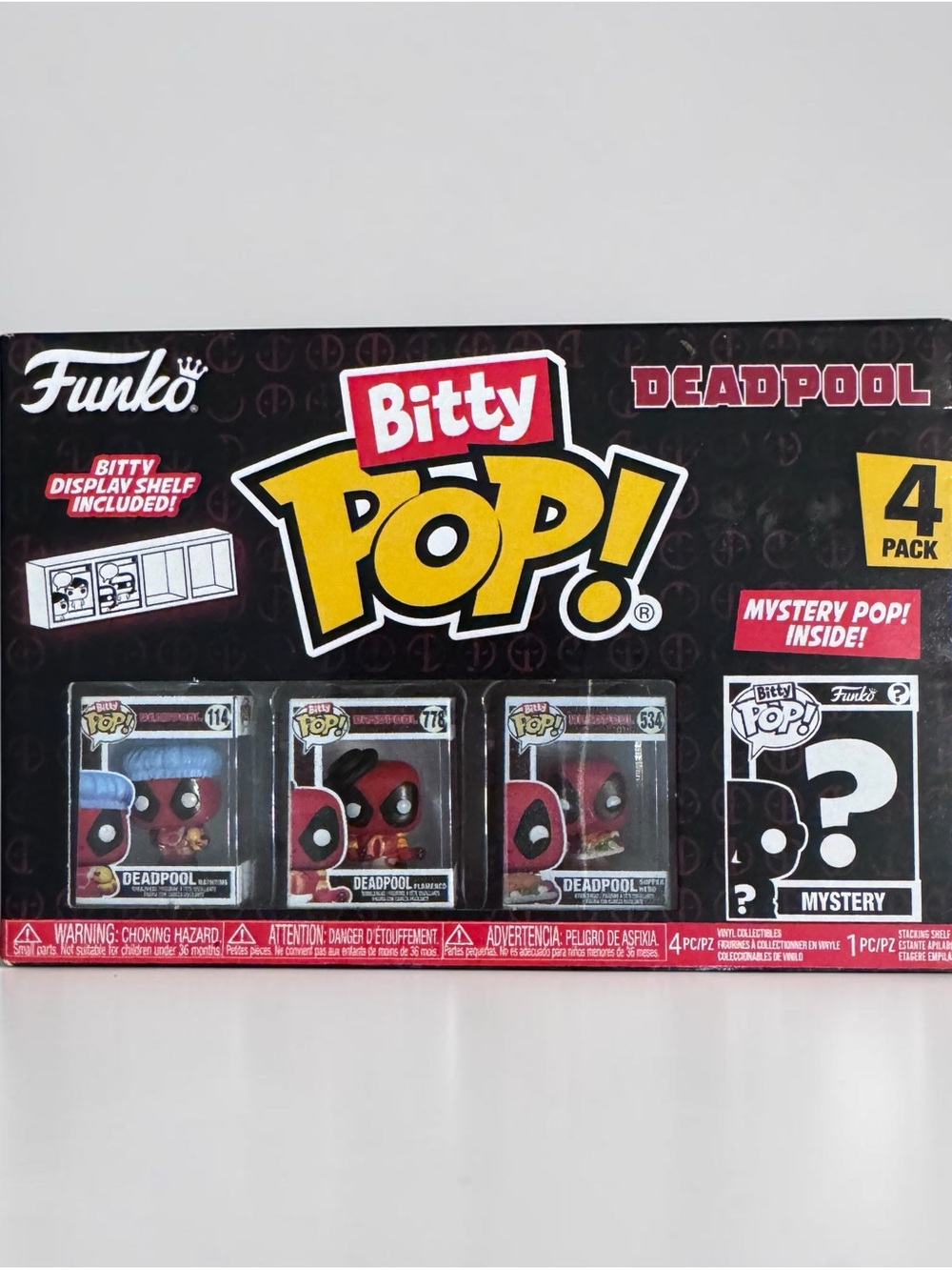 Funko Bitty Pop Deadpool 4 Pack Mystery Figure & Display Shelf NEW